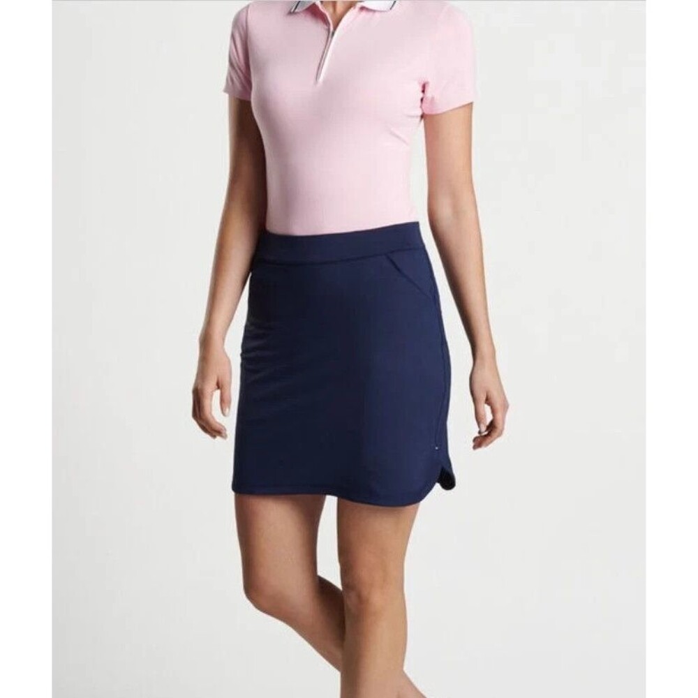 Peter Millar Alice Petal Hem Golf Skort Pockets Navy Blue Sz Small